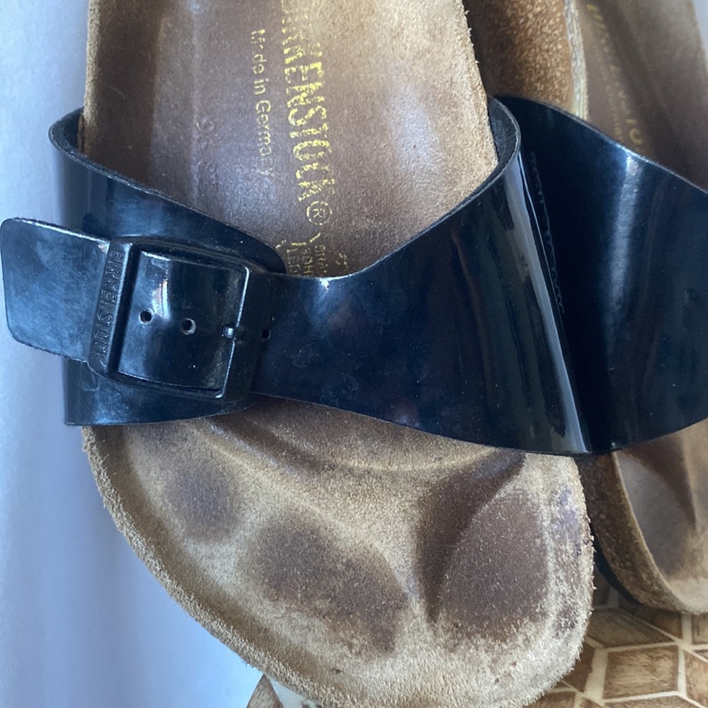 Madrid Sandals Womens 9 Black Shiny Strap! - Picture 6 of 6